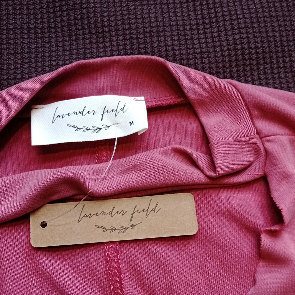 NWT Anthropologie Lavender Field Statement Neckline Rose Colored SL Top Sz S - Picture 9 of 11